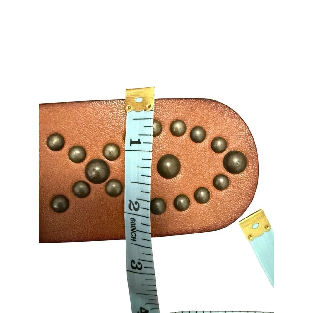 Boho Western Genuine Leather Studded Beaded Jeweled Statement Belt L XL